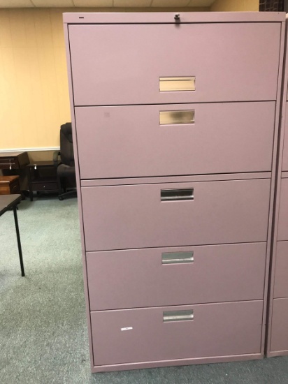 Tall 5 Drawer Metal File Cabinet with Key