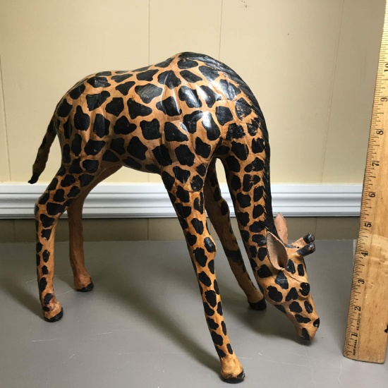 10”Tall Leather Giraffe Figurine