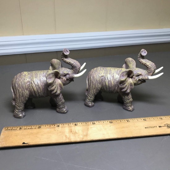 Pair of Good Luck Elephants with Trunks Up by SMC co.