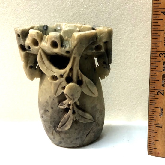 Oriental Hand Carved Soapstone Vase