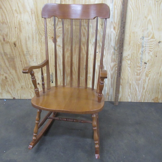 Maple Spindle Back Rocking Chair & Tie-On Cushions