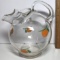 Small Glass Hand Painted Pitcher with Peach Design