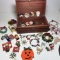 Nice Vintage Miniature Lane Cedar Chest Full of Misc Holiday Jewelry