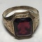 Vintage 10K Gold Ring with Large Rectangular Red Stone Size 11