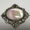 Vintage Gold Tone Brooch with Large Mother-Of-Pearl Stone