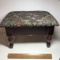 Foot Stool with Wooden Base and Tapestry Top