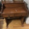 Awesome Vintage Hand Made Wooden Desk with Hinged Flip Top Storage