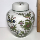 Andrea by Sadek Porcelain Ginger Jar with Floral & Bird Pattern