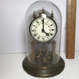 Vintage Herr German Anniversary Clock with Glass Dome