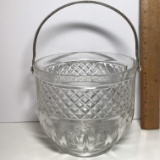 Vintage Glass Ice Bucket with Hammered Handle