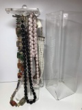 Nice Lot of Misc Necklaces with Lucite Display