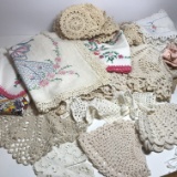 Large Lot of Hand Crocheted Doilies & Embroidered Linens
