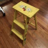 Adorable Hand Painted Wooden Small Step Ladder