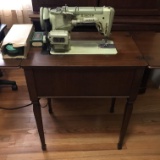 Vintage Singer Sewing Machine & Sewing Machine Table with Accessories