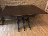 Vintage Duncan Phyfe Style Dining Table with 3 Leaves & Protective Pads