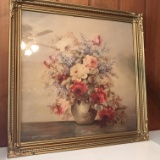 Vintage Floral Print in Ornate Gilt Frame
