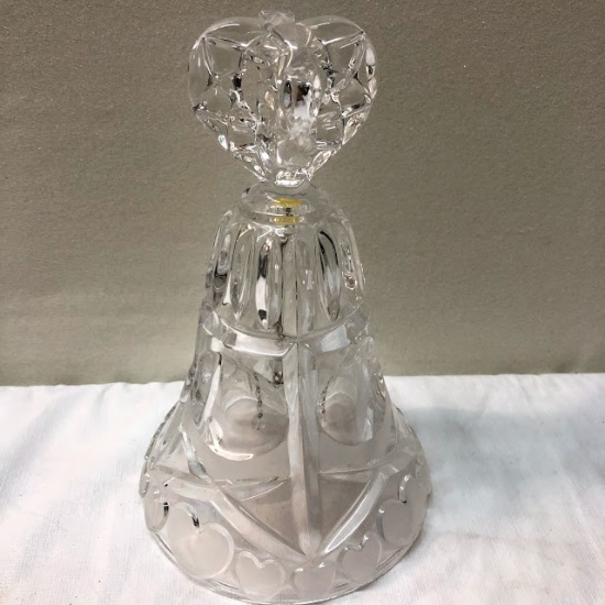 Beautiful Pressed Glass Bell with Heart Trim