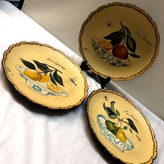 Set of 3 “Les Granges” Pottery Plates Numbers 4 5 and 7
