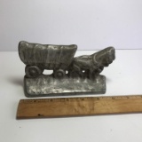 Vintage Metal Horse and Buggy Statue