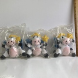 Lot of 3 Kraft Singles Dairy Fairy Plush Promotional Cows