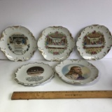 Lot of 5 Decorative Wall Plates with Gilt Accent