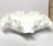 Small Hobnail Milk Glass Dish with Ruffled Edge