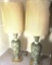 Pair Of Large Extra Tall Oriental Ceramic and Brass Lamps