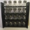 Wooden Spice Rack with Glass and Stainless Steel Bottles