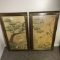 Pair of Oriental Prints in Bamboo Look Wooden Frames with Glass