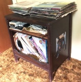 Vintage Wooden Music Cabinet and Records