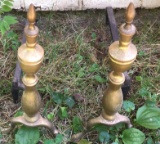 Pair of Brass and Wrought Iron Fireplace Dogs