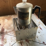 Vintage Century Aluminum Camping Percolator on Sterno Stand