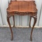 Amazing Intricately Carved Side Table with Queen Anne Legs & Glass Top