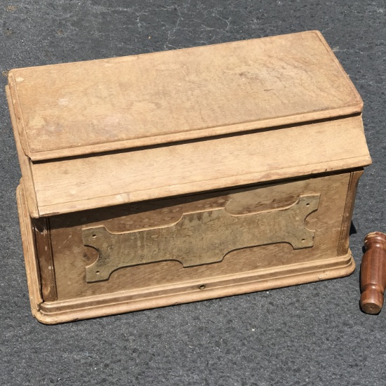 Early Wooden Sewing Box with Legs