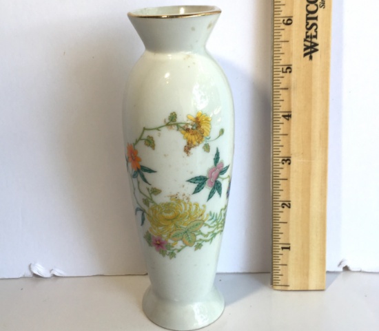 6" Floral Porcelain Vase Signed on Bottom