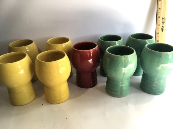 Set of 9 Vintage Ceramic Goblets