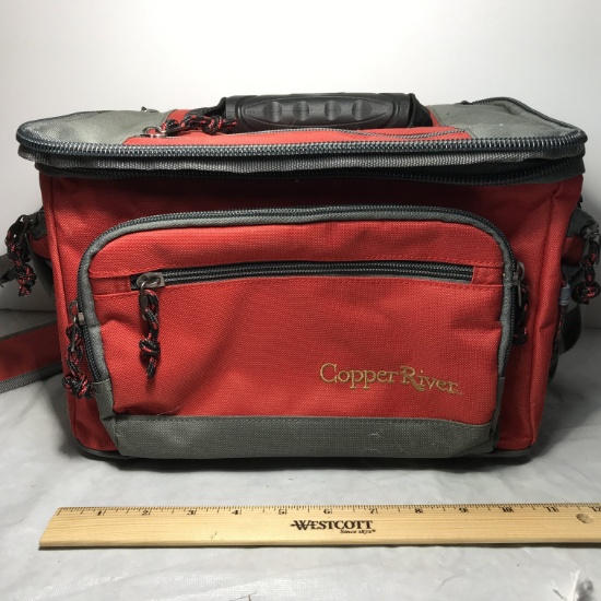 Nice Canvas “Copper River” Fishing Bag with Plastic Organizers & Handy Shoulder Strap