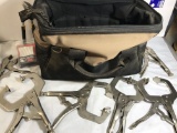 Lot of Vice Grips & Large Canvas Tool Bag