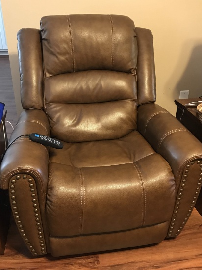 Flex Steel Leather Power Lift Recliner with Remote, Lumbar Support & Many Functions