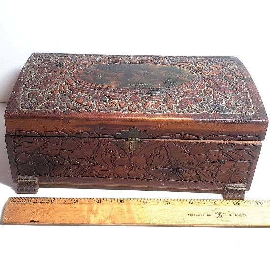 Vintage Wood Chest Jewelry Box
