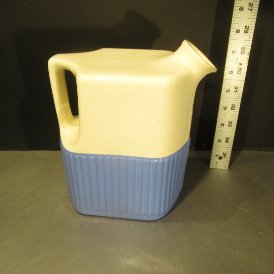 Two Tone Blue / White Pottery Pitcher