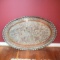 Vintage Extra Large Ornate Oval Etched Brass Tray Table Top