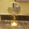 Vintage Brass Magnifying Standing Bathroom Mirror