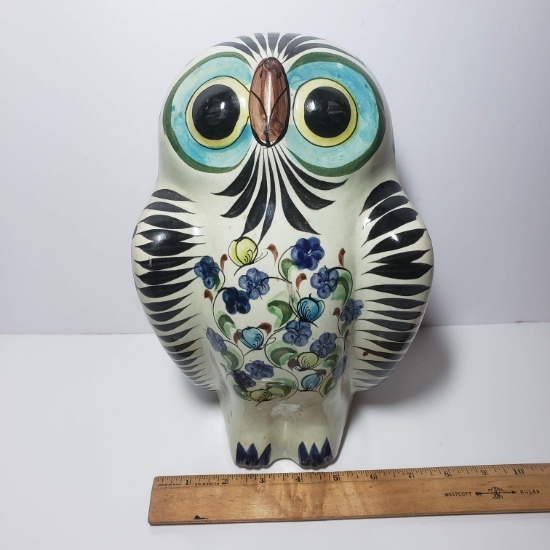 Vintage Large Signed Tonala Mexican Pottery Owl