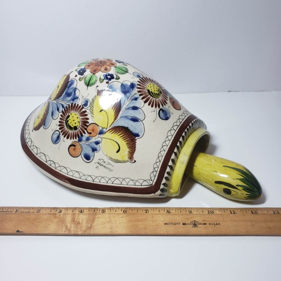 Vintage Large Signed Tonala Mexican Pottery Turtle