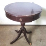 Vintage Wood Federal Style Drum Side Table