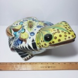 Vintage Large Signed Tonala Mexican Pottery Frog