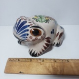 Vintage Signed Tonala Mexican Pottery Frog