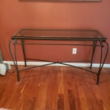 Wrought Iron and Glass Entryway or Console Table