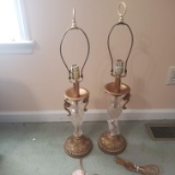 Cut Glass and Gold Lamps Set of Two
